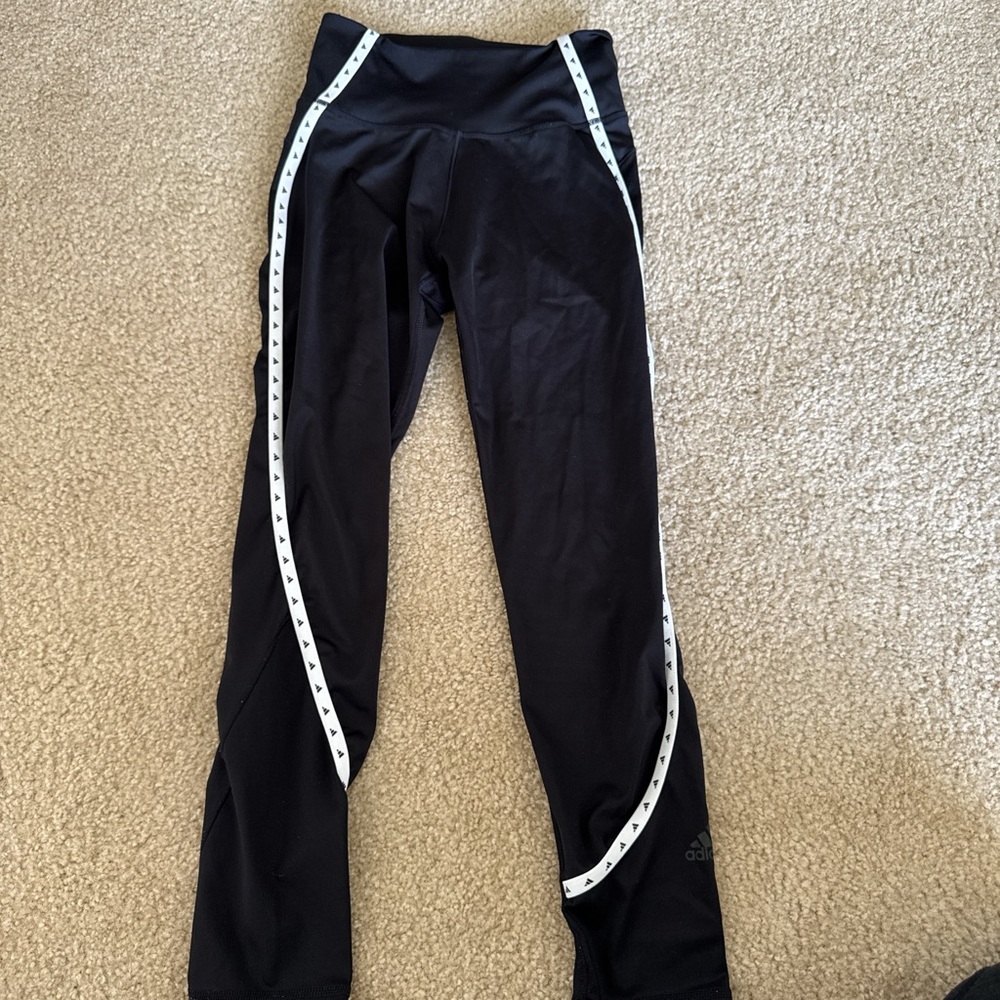 Adidas Black Leggings with White Accents